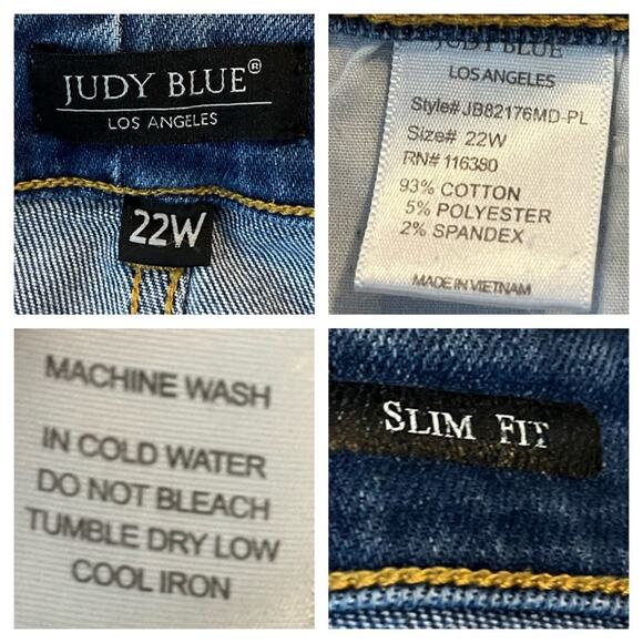 Judy Blue Women’s Plus Jeans Slim Fit High Rise Ankle Medium Wash Size 22W - Picture 5 of 6